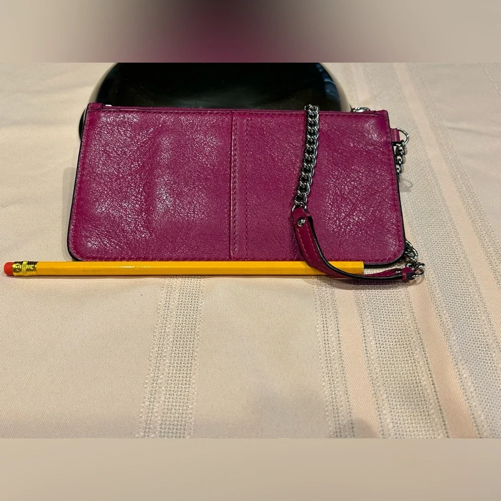 Coach Flat Wristlet Pink Zip Chain Strap - Picture 5 of 10